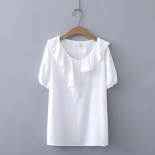 women's blouses & shirts plus size xl-3xl short sleeve simple elegant blouse officewear ol oversized a-line blusas, White
women's blouses & shirts plus size xl-3xl short sleeve simple elegant blouse officewear ol oversized a-line blusas, White