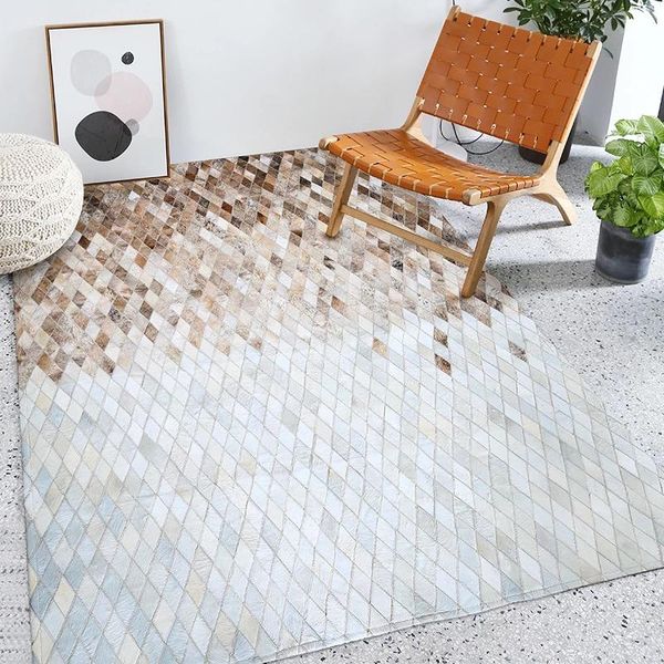est premium natural cowhide real leather patchwork fur rug carpets 
est premium natural cowhide real leather patchwork fur rug carpets