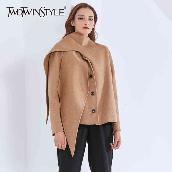 casual solid jacket for women scarf collar long sleeve chic minimalist korean coats female fall fashion 210524, Black;brown
casual solid jacket for women scarf collar long sleeve chic minimalist korean coats female fall fashion 210524, Black;brown
