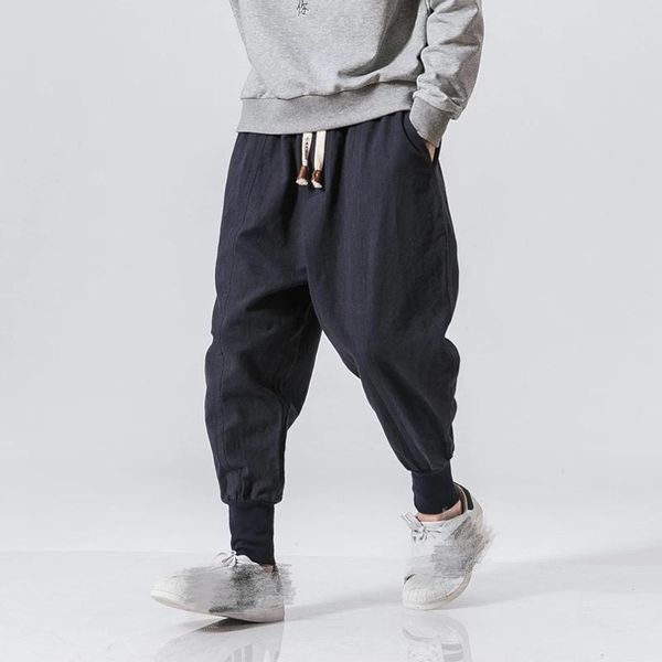 cotton pants men solid elastic waist streetwear joggers 2021 baggy drop-crotch casual trousers men's, Black 
cotton pants men solid elastic waist streetwear joggers 2021 baggy drop-crotch casual trousers men's, Black