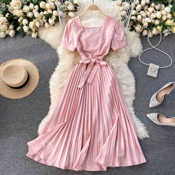 ladies spring summer temperament square collar dress solid bandage high waist short sleeve chic female 210520, Black;gray
ladies spring summer temperament square collar dress solid bandage high waist short sleeve chic female 210520, Black;gray