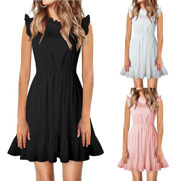 elegant summer dress fashion womens ruffles high collar solid color sleeveless comfy casual female robe femme vestidos dresses, Black;gray
elegant summer dress fashion womens ruffles high collar solid color sleeveless comfy casual female robe femme vestidos dresses, Black;gray