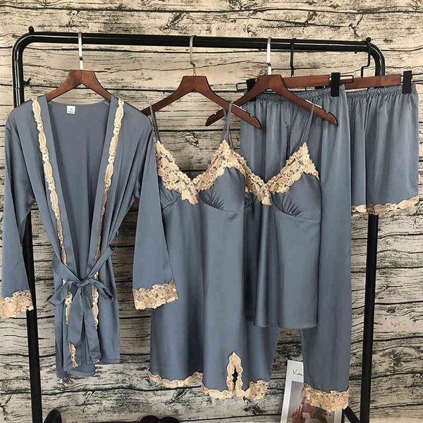 women's sleepwear autumn lace lingerie pyjamas female pajama suit 5 pieces sets with chest pads ntxs, Black;red
women's sleepwear autumn lace lingerie pyjamas female pajama suit 5 pieces sets with chest pads ntxs, Black;red