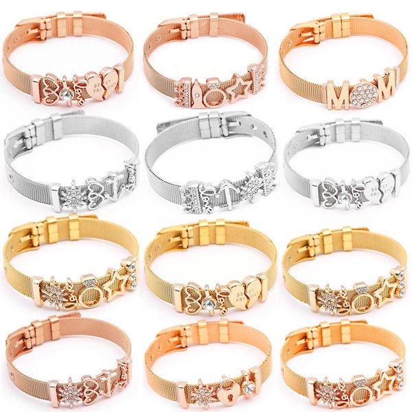 friend mom love slide charm bracelets stainless steel gold mesh bangles for women fashion gift, Golden;silver
friend mom love slide charm bracelets stainless steel gold mesh bangles for women fashion gift, Golden;silver