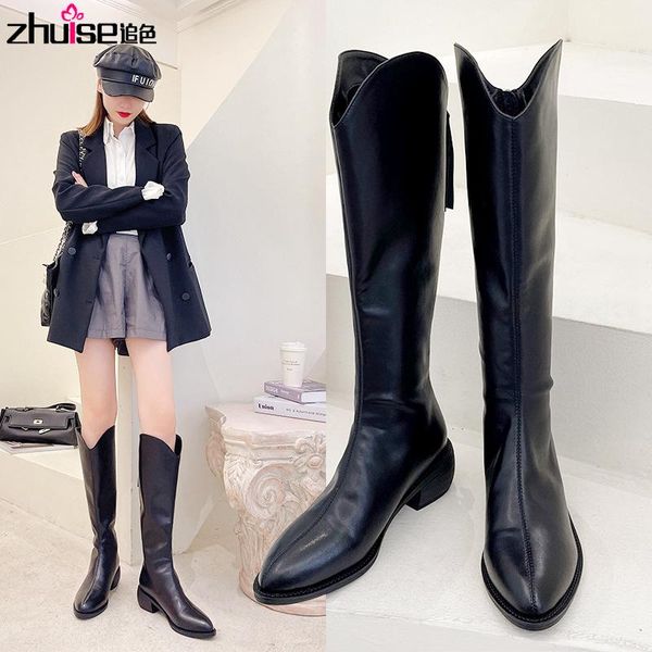 boots knight women's autumn and winter 2021 pointed high riding british style western cowboy side zipper leather, Black
boots knight women's autumn and winter 2021 pointed high riding british style western cowboy side zipper leather, Black