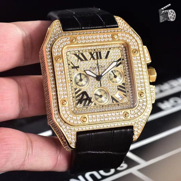 wristwatches quartz chronograph men satch sapphire crystal iced diamond rose gold silver black leather sport watch, Slivery;brown
wristwatches quartz chronograph men satch sapphire crystal iced diamond rose gold silver black leather sport watch, Slivery;brown