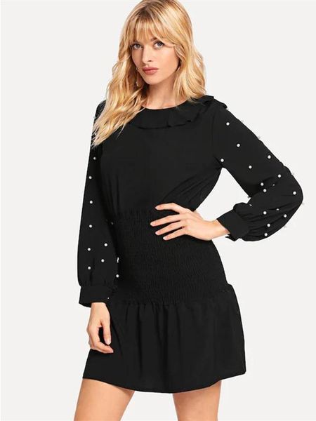 casual dresses women dress roupa feminina 2021 spring summer party black long sleeve elegant short beaded moda vestido manga larga for, Black;gray
casual dresses women dress roupa feminina 2021 spring summer party black long sleeve elegant short beaded moda vestido manga larga for, Black;gray