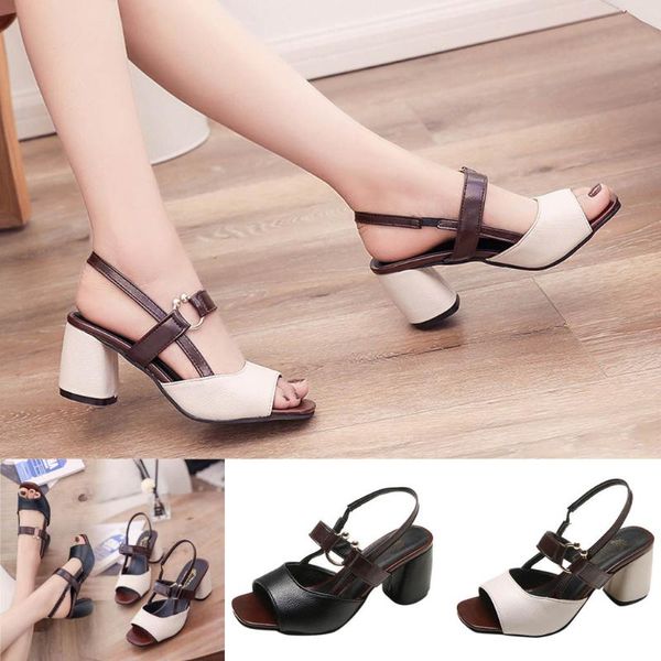 women sandals wild high heels with a buckle thick heel peep toe casual shoes summer female fashion c50#, Black
women sandals wild high heels with a buckle thick heel peep toe casual shoes summer female fashion c50#, Black