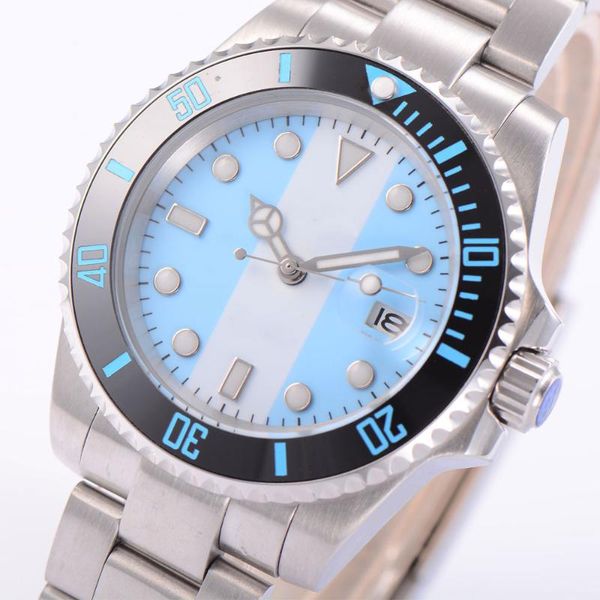 wristwatches 40mm blue white dial sapphire glass black ceramic bezel date case cover miyota 8215 automatic men's wristwatch, Slivery;brown
wristwatches 40mm blue white dial sapphire glass black ceramic bezel date case cover miyota 8215 automatic men's wristwatch, Slivery;brown