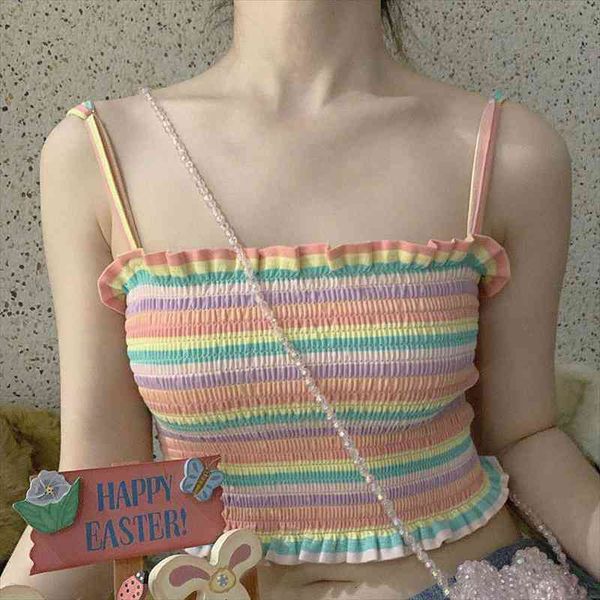 rainbow camisole summer basic women camis crop streetwear fashion cool girls club knitting cropped tees, White
rainbow camisole summer basic women camis crop streetwear fashion cool girls club knitting cropped tees, White