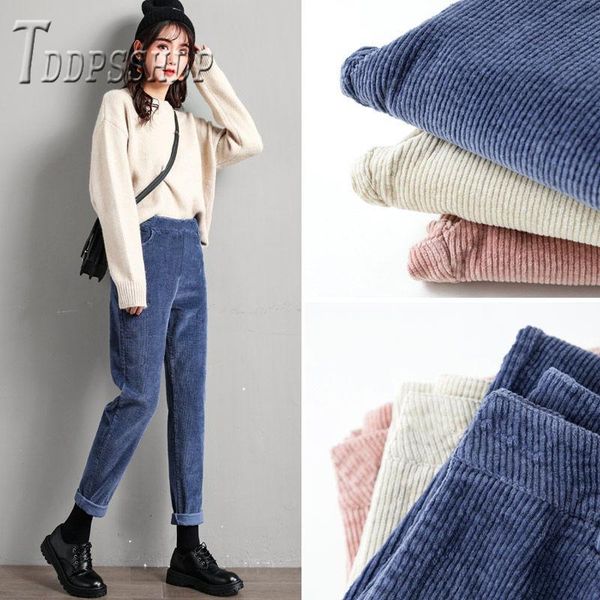 women's pants & capris 2021 autumn winter corduroy women harem loose female radish trousers, Black;white
women's pants & capris 2021 autumn winter corduroy women harem loose female radish trousers, Black;white