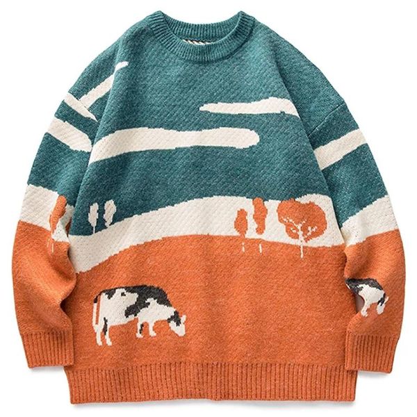 men's sweaters men cows vintage winter woman korean fashions daily knitwear pullover round-neck harajuku individuality warm top, White;black
men's sweaters men cows vintage winter woman korean fashions daily knitwear pullover round-neck harajuku individuality warm top, White;black