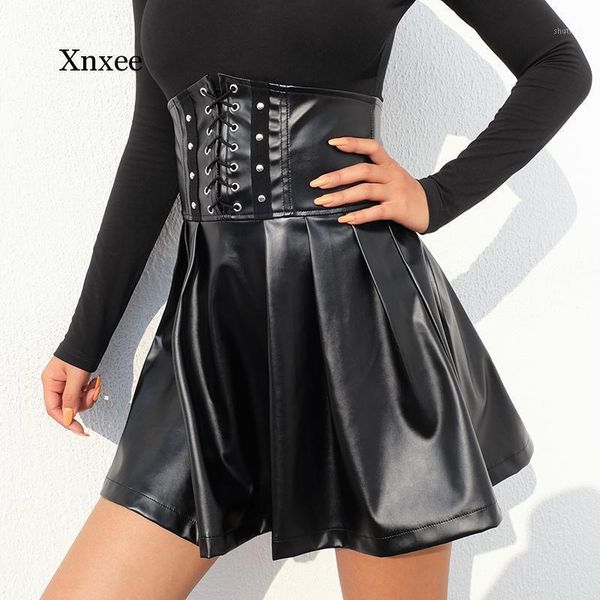 pu leather nightclub a-line mini skirt women zipper gothic punk style high waist lace up micro above knee skirts womens, Black
pu leather nightclub a-line mini skirt women zipper gothic punk style high waist lace up micro above knee skirts womens, Black