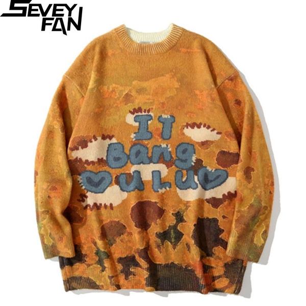 men's sweaters seveyfan fashion letters printed cashmere sweater tie dye loose o neck knitwear hip hop pullover for couples, White;black
men's sweaters seveyfan fashion letters printed cashmere sweater tie dye loose o neck knitwear hip hop pullover for couples, White;black
