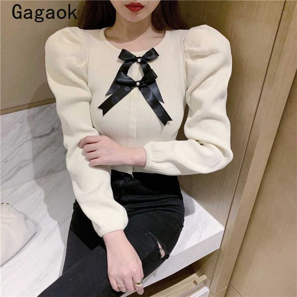 women basic sweater spring autumn o-neck full sweet bow solid knitted sweaters slim korean chic wild pullovers 210531, White;black
women basic sweater spring autumn o-neck full sweet bow solid knitted sweaters slim korean chic wild pullovers 210531, White;black