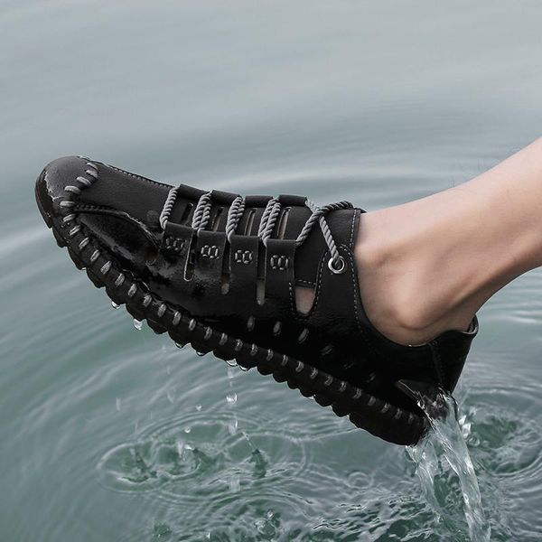 sandals summer men flat stylish soft genuine leather business leisure lace up shoes plus size male breathable beach, Black
sandals summer men flat stylish soft genuine leather business leisure lace up shoes plus size male breathable beach, Black