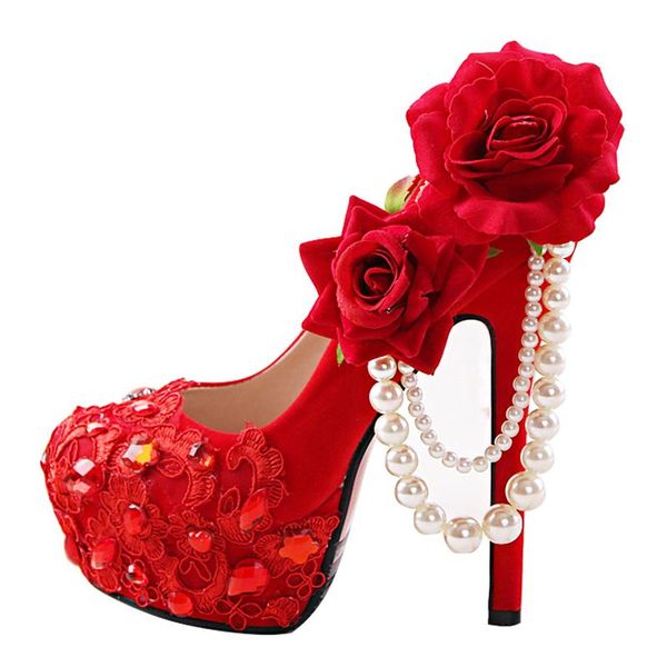 dress shoes high heels 14cm platform red women wedding bride rose flowers pumps pearl chain ladies party footwear, Black
dress shoes high heels 14cm platform red women wedding bride rose flowers pumps pearl chain ladies party footwear, Black