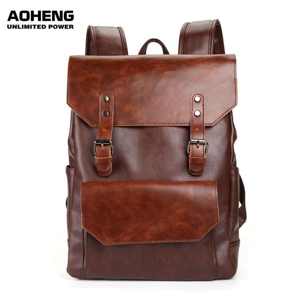 backpack vintage style men pu leather mens fashion waterproof male college high school bags rucksack travel bag 
backpack vintage style men pu leather mens fashion waterproof male college high school bags rucksack travel bag