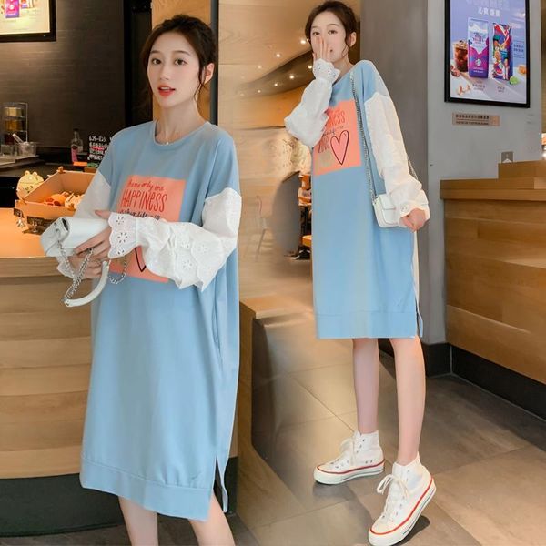 spring pregnant women fashion loose dress side split hollow out lace ruffle sleeve patchwork maternity cotton dresses, White
spring pregnant women fashion loose dress side split hollow out lace ruffle sleeve patchwork maternity cotton dresses, White