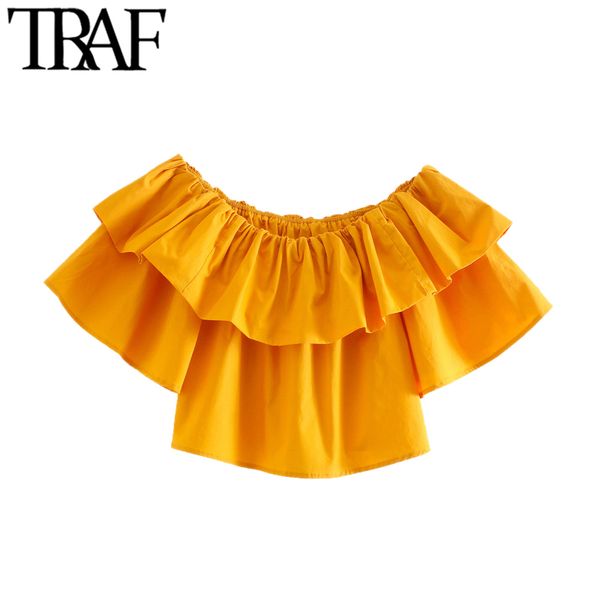 traf women sweet fashion ruffled trims cropped blouses vintage slash neck short sleeve female shirts blusas chic 210415, White
traf women sweet fashion ruffled trims cropped blouses vintage slash neck short sleeve female shirts blusas chic 210415, White