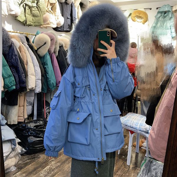 korean large natural fur winter jacket 90% white duck down coats thick warm parkas sash tie up snow 210510, Black
korean large natural fur winter jacket 90% white duck down coats thick warm parkas sash tie up snow 210510, Black
