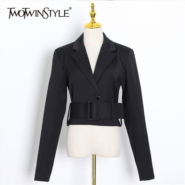 casual black blazer for women notched long sleeve with sashes short female fashion clothing autumn 210524, White;black
casual black blazer for women notched long sleeve with sashes short female fashion clothing autumn 210524, White;black