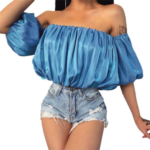 women's tanks & camis 2021 elegant blue ruched crop female puff sleeve slash neck slim fashion cropped bustier women tank ches, White
women's tanks & camis 2021 elegant blue ruched crop female puff sleeve slash neck slim fashion cropped bustier women tank ches, White