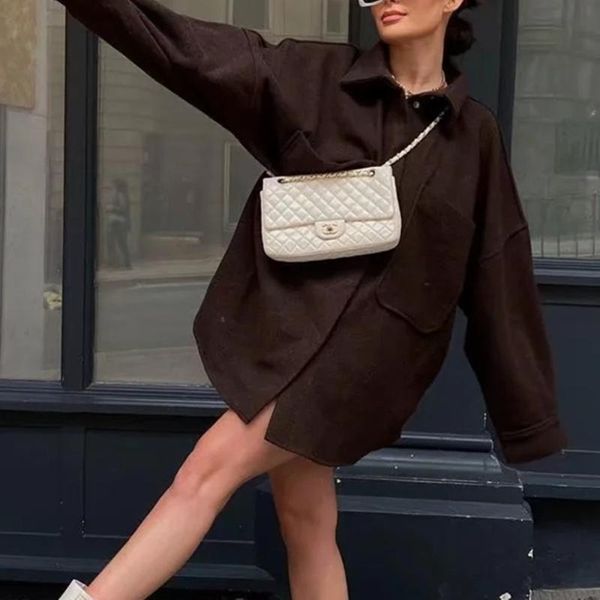 women's jackets jacket women coat 2021 autumn winter fashion vintage lapel long sleeve pockets loose female outerwear chic top, Black;brown
women's jackets jacket women coat 2021 autumn winter fashion vintage lapel long sleeve pockets loose female outerwear chic top, Black;brown