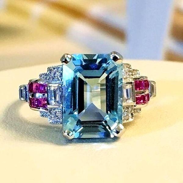 square aquamarine gemstones blue red crystal rings for women diamonds white gold silver color jewelry bague bijoux party gifts cluster, Golden;silver
square aquamarine gemstones blue red crystal rings for women diamonds white gold silver color jewelry bague bijoux party gifts cluster, Golden;silver