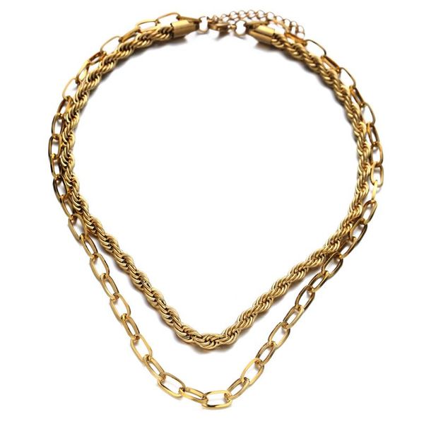 chains gold waist rope design stainless steel double layer link chain necklace for women men hip hop choker jewelry drop, Silver
chains gold waist rope design stainless steel double layer link chain necklace for women men hip hop choker jewelry drop, Silver