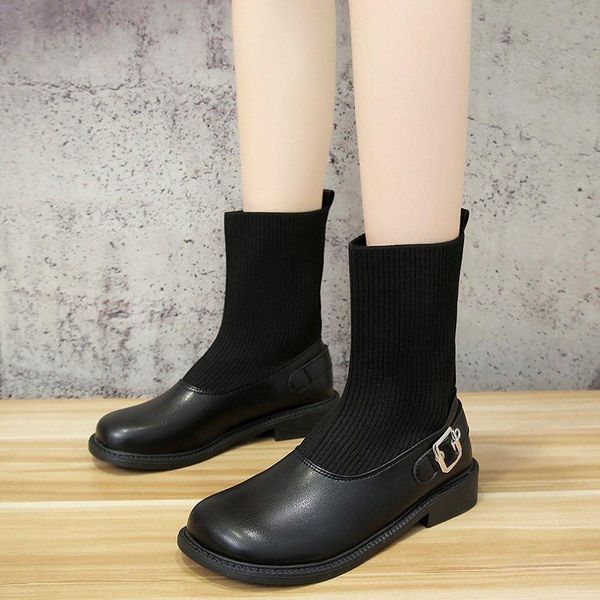 boots ankle for women fashion woman buckle strap leather splicing knitting round toe short autumn botas mujer, Black
boots ankle for women fashion woman buckle strap leather splicing knitting round toe short autumn botas mujer, Black