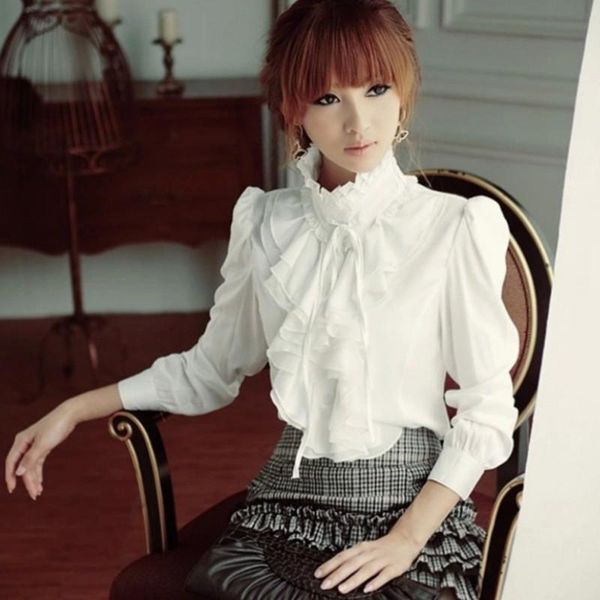 women's blouses & shirts women fashion shirt long sleeve stand collar chiffon ruffles ladies vintage white elegant
women's blouses & shirts women fashion shirt long sleeve stand collar chiffon ruffles ladies vintage white elegant