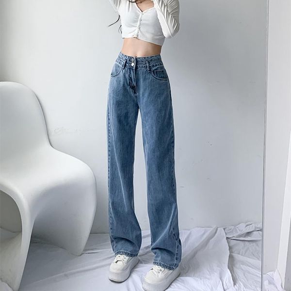 women's jeans women vintage wide leg pants 2021 autumn pantalon fashion high waist loose female denim trousers, Blue
women's jeans women vintage wide leg pants 2021 autumn pantalon fashion high waist loose female denim trousers, Blue