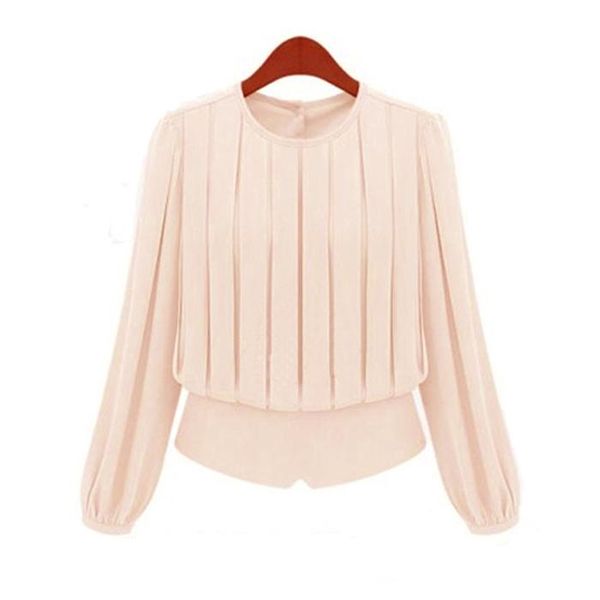 women's blouses & shirts classic women pleated o-neck chiffon shirt fashion all-match long sleeve blouse, White
women's blouses & shirts classic women pleated o-neck chiffon shirt fashion all-match long sleeve blouse, White