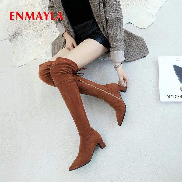 boots enmayla 2021 thigh high basic pointed toe slip-on faux suede slim square heel winter over the knee size 34-43, Black
boots enmayla 2021 thigh high basic pointed toe slip-on faux suede slim square heel winter over the knee size 34-43, Black