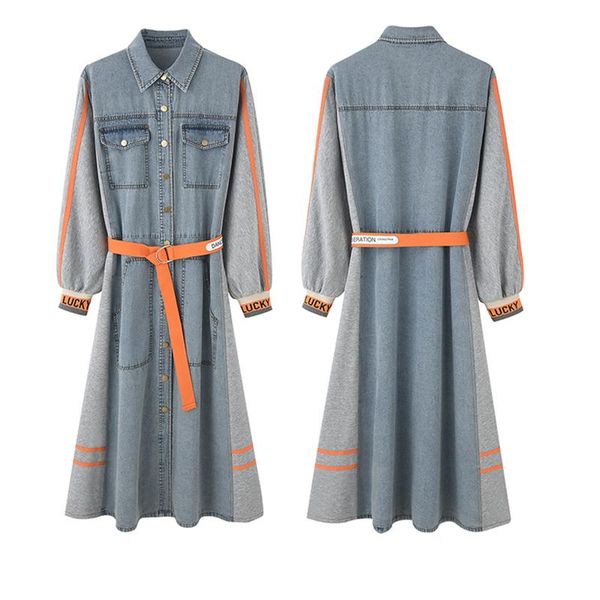 casual dresses french denim dress women 2021 spring large size fashion stitching high waist single breasted a-line long s433, Black;gray
casual dresses french denim dress women 2021 spring large size fashion stitching high waist single breasted a-line long s433, Black;gray
