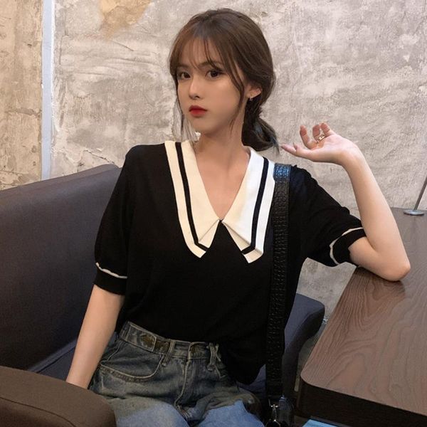 women's t-shirt summer short sleeve t shirts women clothing sweet style korean causal tees loose patchwork v-neck ladies hipster, White
women's t-shirt summer short sleeve t shirts women clothing sweet style korean causal tees loose patchwork v-neck ladies hipster, White