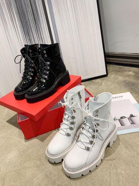 boots 2021 leather platform women's british style autumn and winter wild handsome high shoes motorcycle, Black