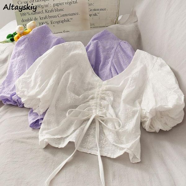 women's blouses & shirts floral women lace puff sleeve korean style chic trendy leisure slim elegant ulzzang female crop summer, White
women's blouses & shirts floral women lace puff sleeve korean style chic trendy leisure slim elegant ulzzang female crop summer, White