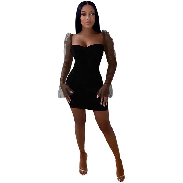 women casual dresses see-through mesh sheer puff long sleeve club mini dress bodycon party clubwear for lady, Black;gray
women casual dresses see-through mesh sheer puff long sleeve club mini dress bodycon party clubwear for lady, Black;gray