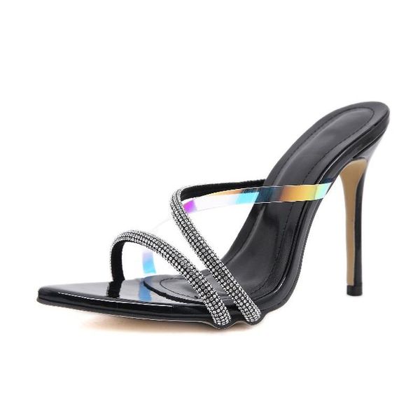 european and american -selling pointed-toe crystal ultra-high heels muller shoes roman women's soulier femme sandals, Black
european and american -selling pointed-toe crystal ultra-high heels muller shoes roman women's soulier femme sandals, Black