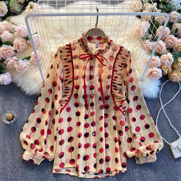 women's blouses & shirts sweet polka dotted sheet chiffon for women bubble long-sleeved single-breasted pleated bow casual shirt t, White
women's blouses & shirts sweet polka dotted sheet chiffon for women bubble long-sleeved single-breasted pleated bow casual shirt t, White