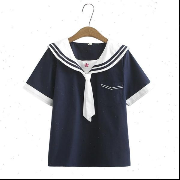 sailor collar short sleeve tie women shirt and summer floral embroidery cotton shirts with pocket sweet style blusa, White
sailor collar short sleeve tie women shirt and summer floral embroidery cotton shirts with pocket sweet style blusa, White