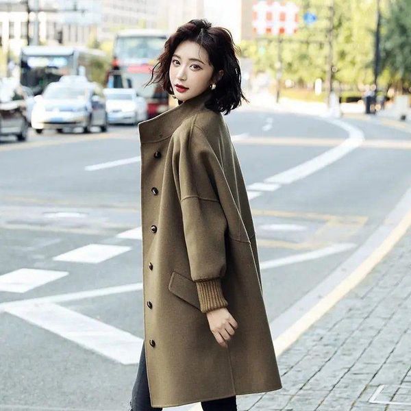 women's wool & blends woolen coat mid-length 2021 spring and autumn korean fashion loose women jacket, Black
women's wool & blends woolen coat mid-length 2021 spring and autumn korean fashion loose women jacket, Black