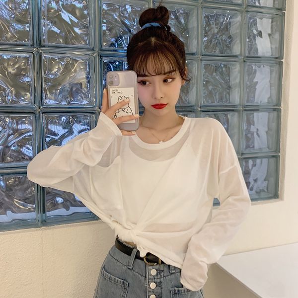 T-shirt T-shirt Summer 2021 new Korean loose ice silk T-shirt women's long sleeve hollow knitted sunscreen blouse popular top, White
T-shirt T-shirt Summer 2021 new Korean loose ice silk T-shirt women's long sleeve hollow knitted sunscreen blouse popular top, White