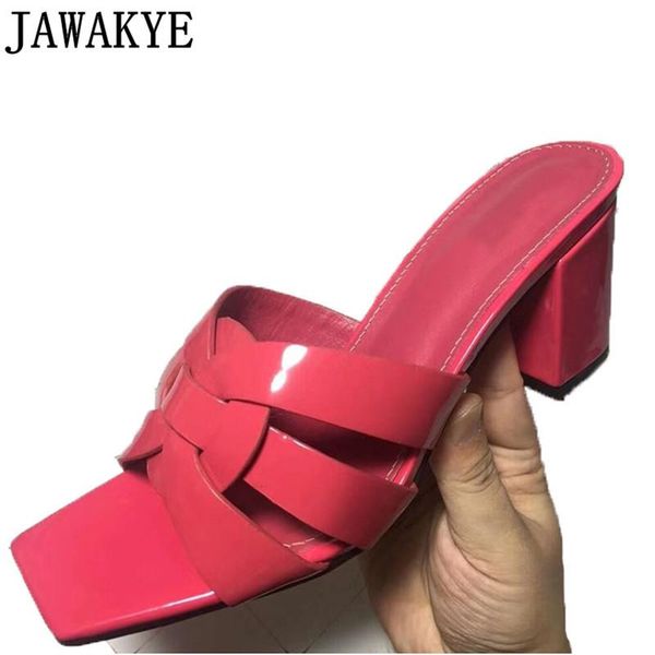 slippers cross braid chunky heels women patent leather mules summer high heel shoes runway party dress woman, Black
slippers cross braid chunky heels women patent leather mules summer high heel shoes runway party dress woman, Black