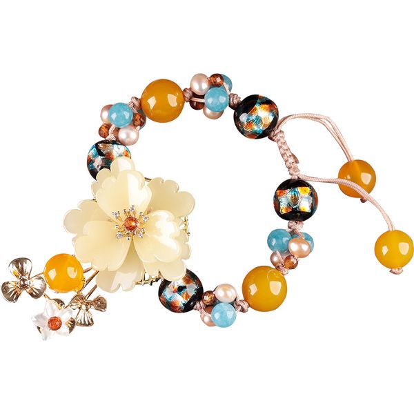 xianlan056 ancient classical chinese style bracelet with coloured glaze flower bracelet hand string of female's literary national, Silver
xianlan056 ancient classical chinese style bracelet with coloured glaze flower bracelet hand string of female's literary national, Silver
