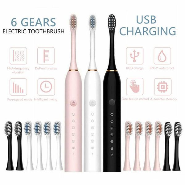 6/5 modes sonic electric toothbrush soft bristles 4*replacement heads electronic brushes timer waterproof smart
6/5 modes sonic electric toothbrush soft bristles 4*replacement heads electronic brushes timer waterproof smart