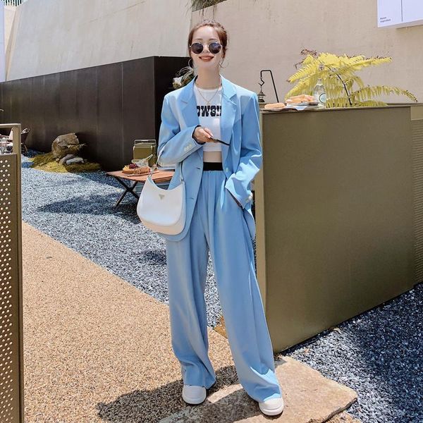 women's two piece pants 2021 autumn blue suits blazer and set women fashion elegant korean loose suit jacket wide leg 1850, White
women's two piece pants 2021 autumn blue suits blazer and set women fashion elegant korean loose suit jacket wide leg 1850, White