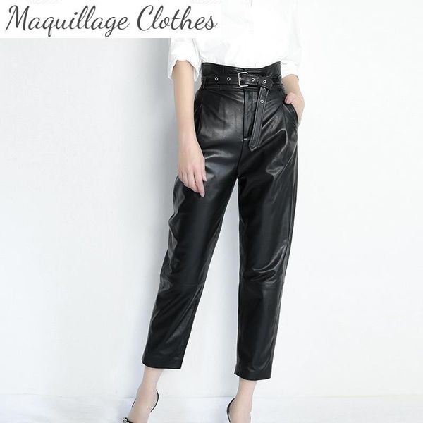 women's pants & capris 2021 spring chic high-rise leather pencil sheepskin real leatther belt c538, Black;white
women's pants & capris 2021 spring chic high-rise leather pencil sheepskin real leatther belt c538, Black;white